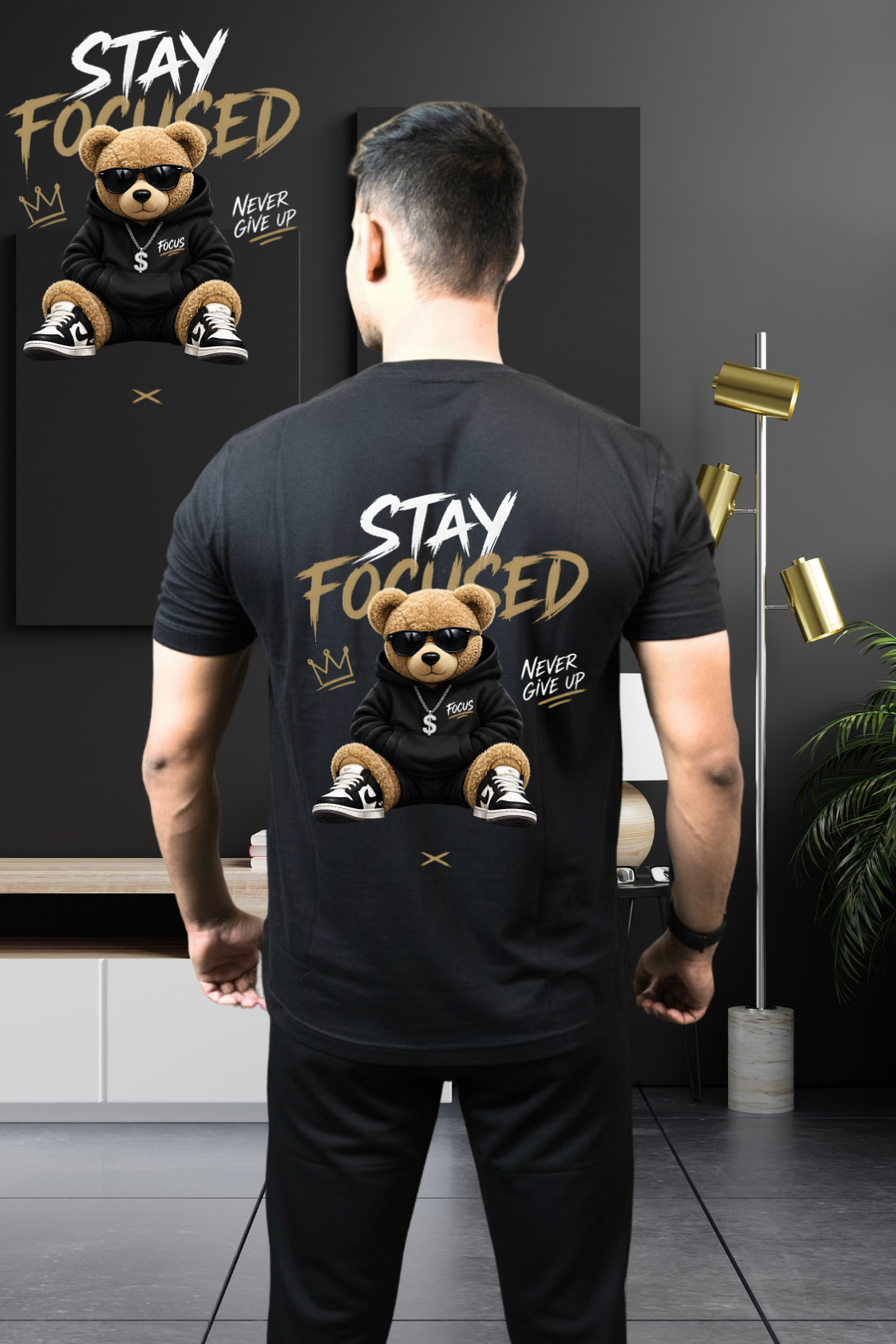 Stay Focused Regular T-Shirt — All Black | Eclipse Theory