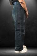 Women's Cargo Fit Jeans Black - Side editorial pose