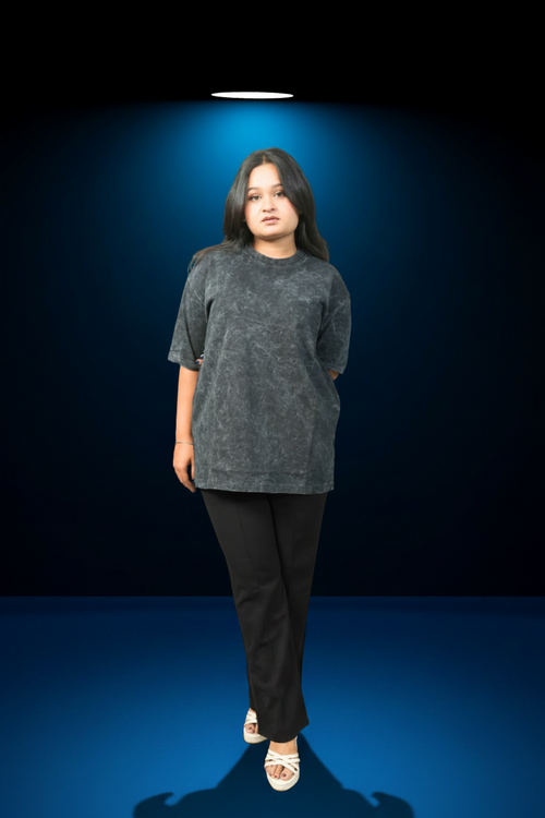 Acid Wash Oversized T-Shirt Dark Charcoal - Eclipse Theory