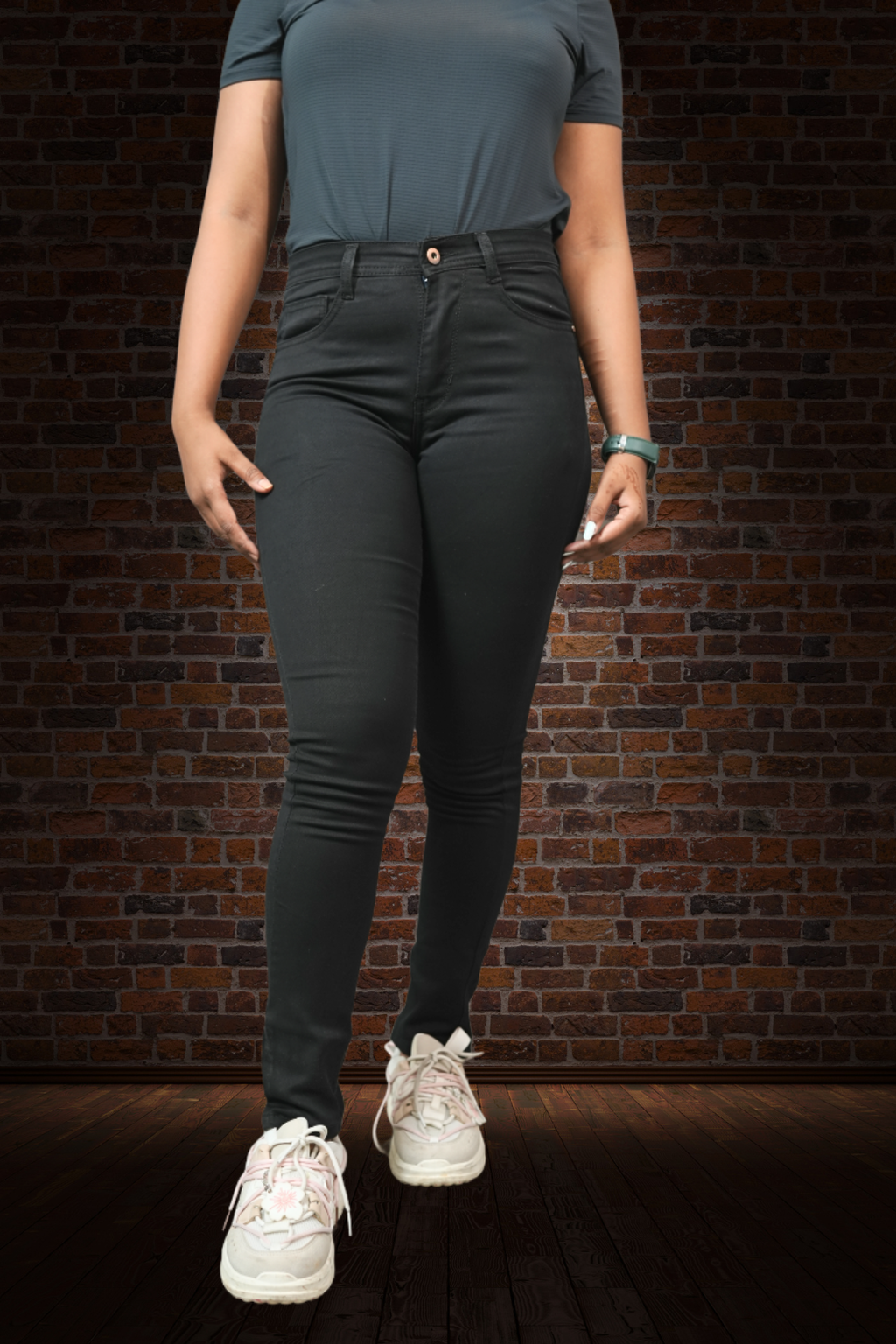 Women's Skinny Fit Jeans Black - Back view showing Eclipse Theory label