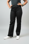 Women's Straight Fit Jeans Black - Back view on second model