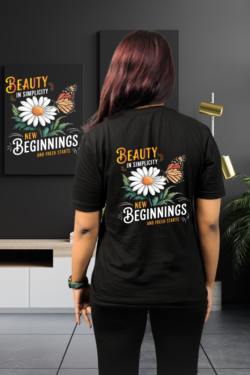 Beauty in Simplicity New Beginnings Regular T-Shirt — All Black | Eclipse Theory