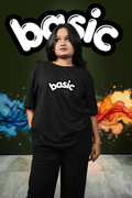 Basic Oversized Printed T-Shirt All Black - Eclipse Theory