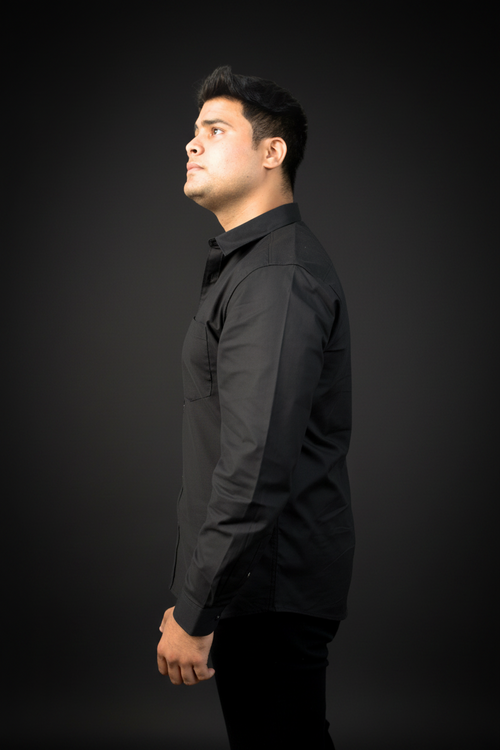 Cotton Shirt With Pocket All Black - Eclipse Theory