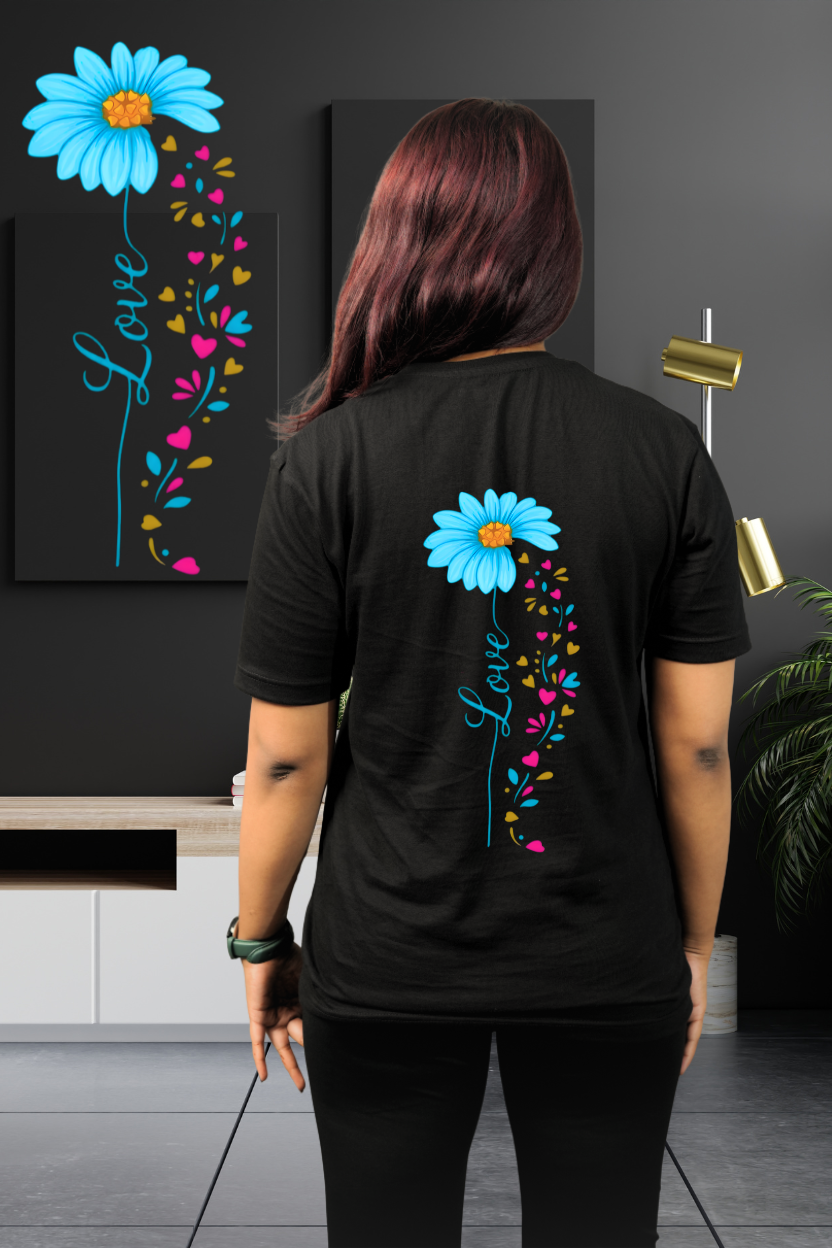 Love Flowers Regular T-Shirt — All Black | Eclipse Theory