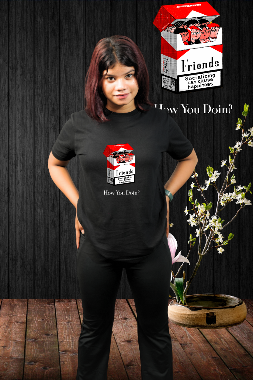 Friends Socializing Regular T-Shirt — All Black | Eclipse Theory
