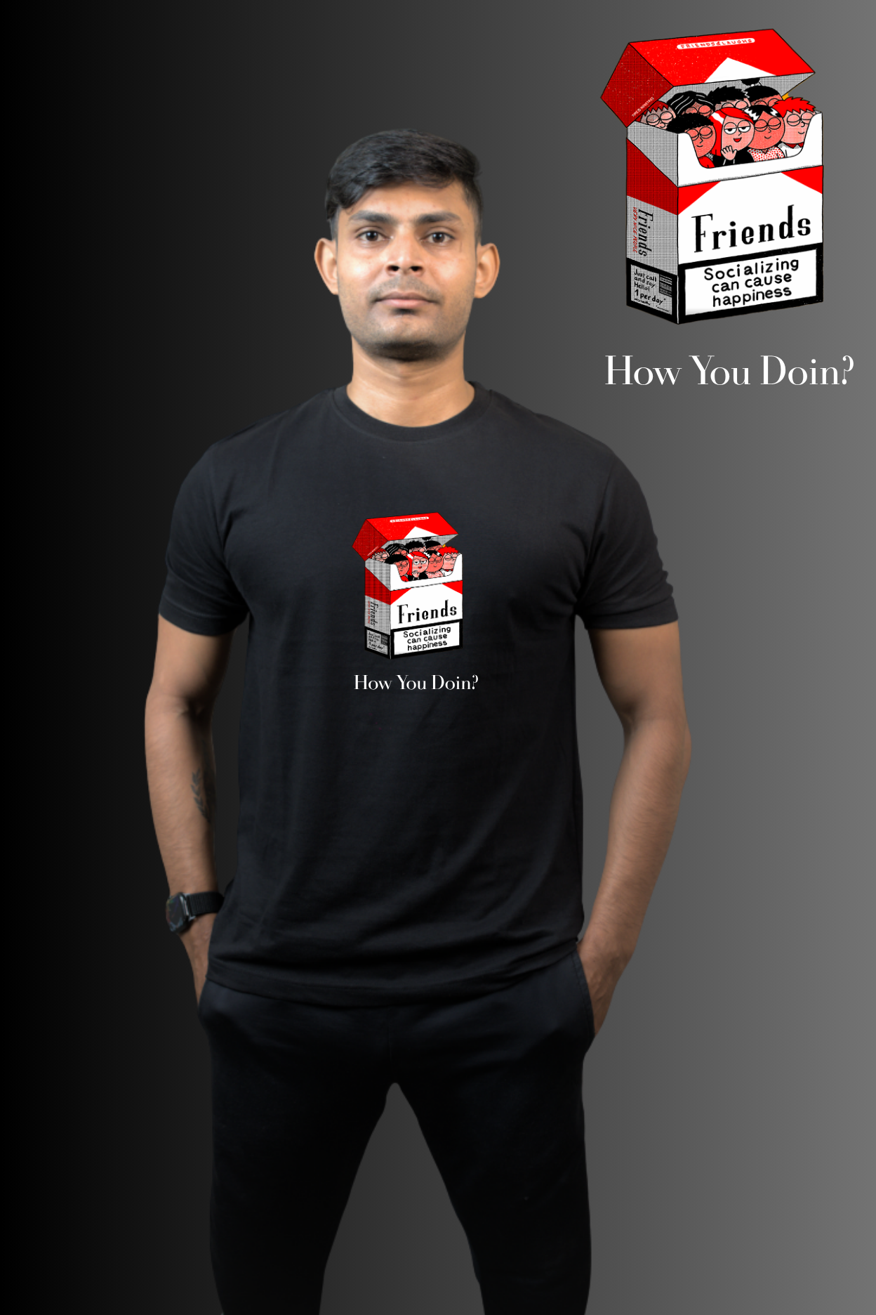 Friends Socializing - Regular Print T-Shirt