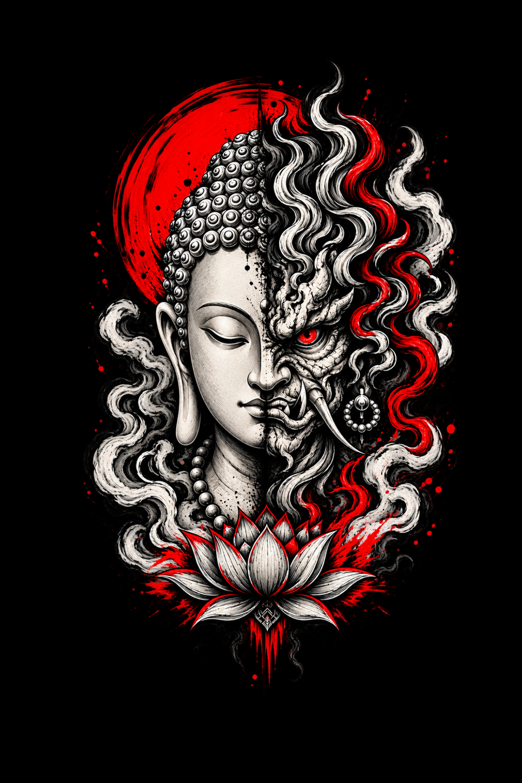 Buddha & Devil - Regular Print T-Shirt