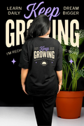 Keep Growing Oversized Print T-Shirt All Black Back - Eclipse Theory