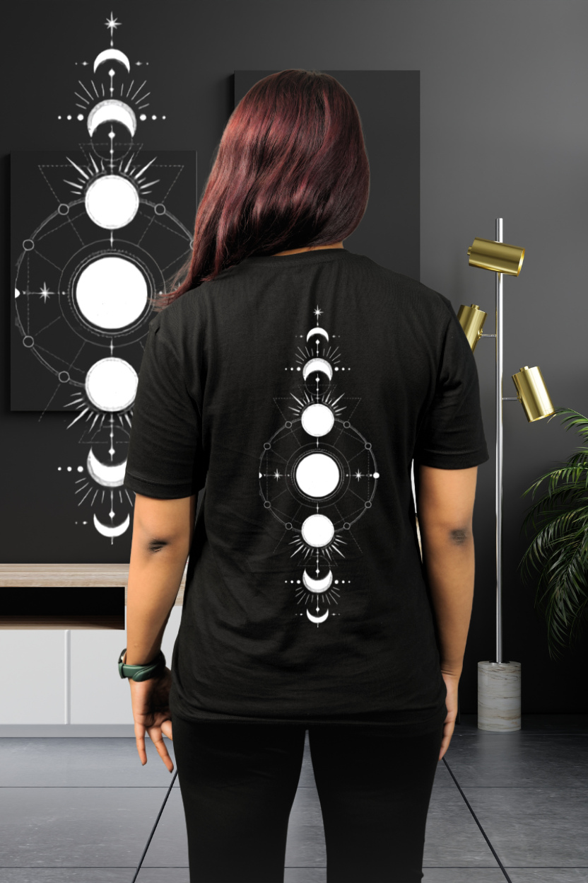 Lunation Moon Phases Regular T-Shirt — All Black | Eclipse Theory
