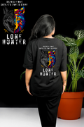 Lone Hunter Oversized Print T-Shirt All Black Back - Eclipse Theory