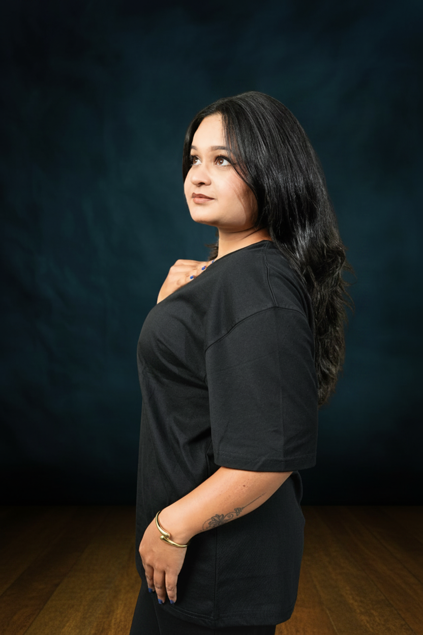 Women's Oversized Plain T-Shirt All Black Back - Eclipse Theory