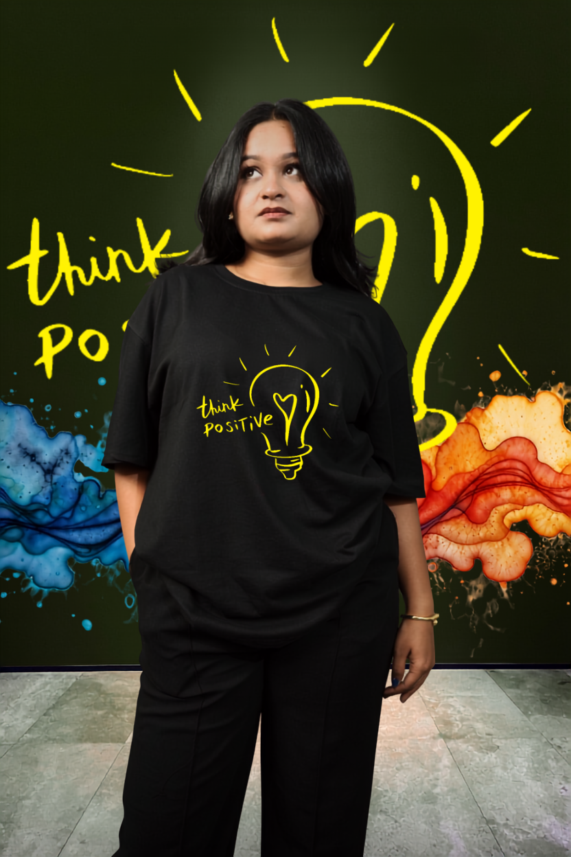 Think Positive - Oversize Print T-Shirt