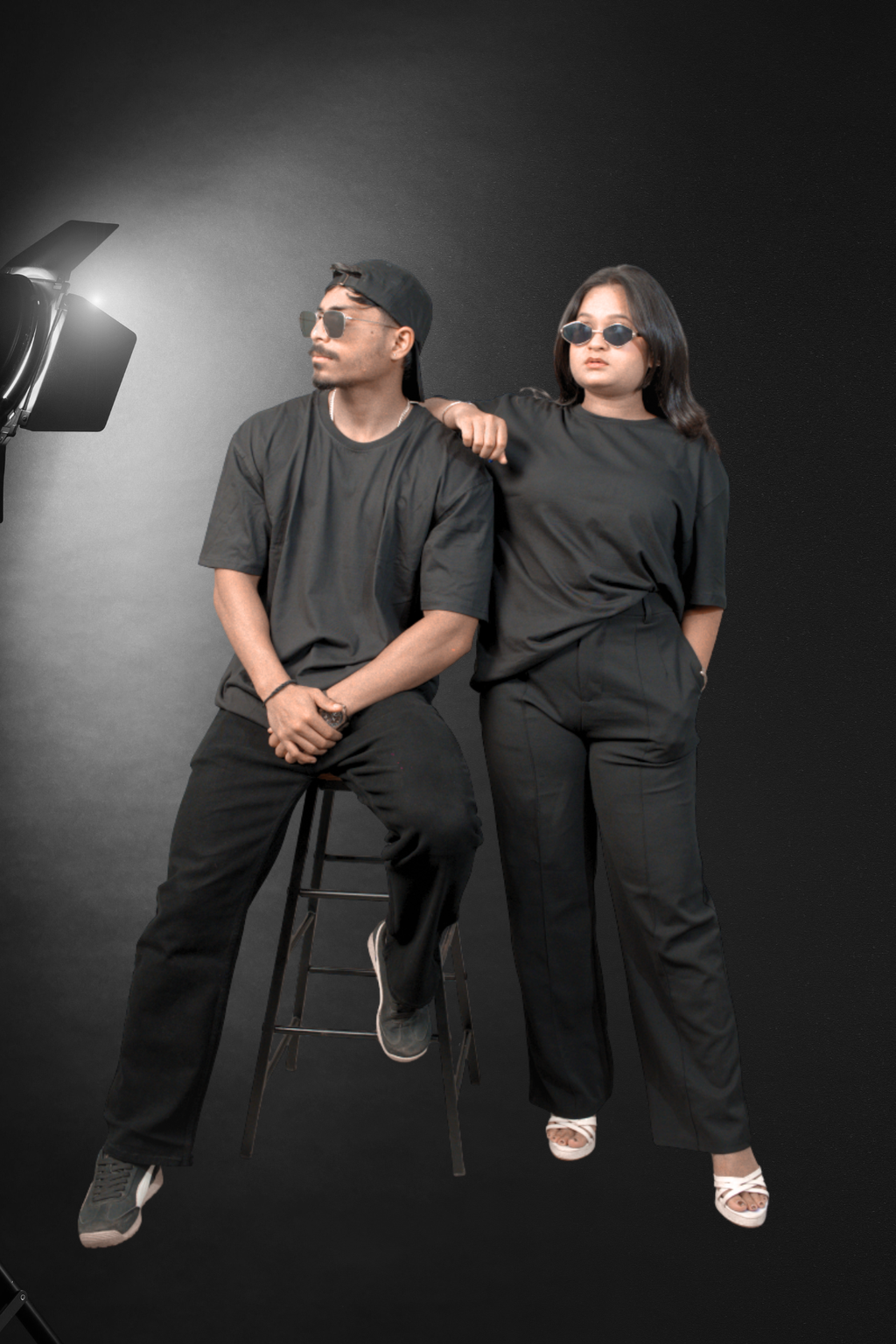 Women's Oversized Plain T-Shirt Couple Shot - Eclipse Theory