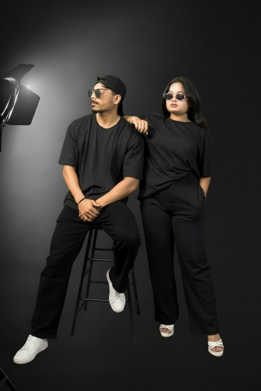 Oversized Plain T-Shirt All Black Studio Shot - Eclipse Theory