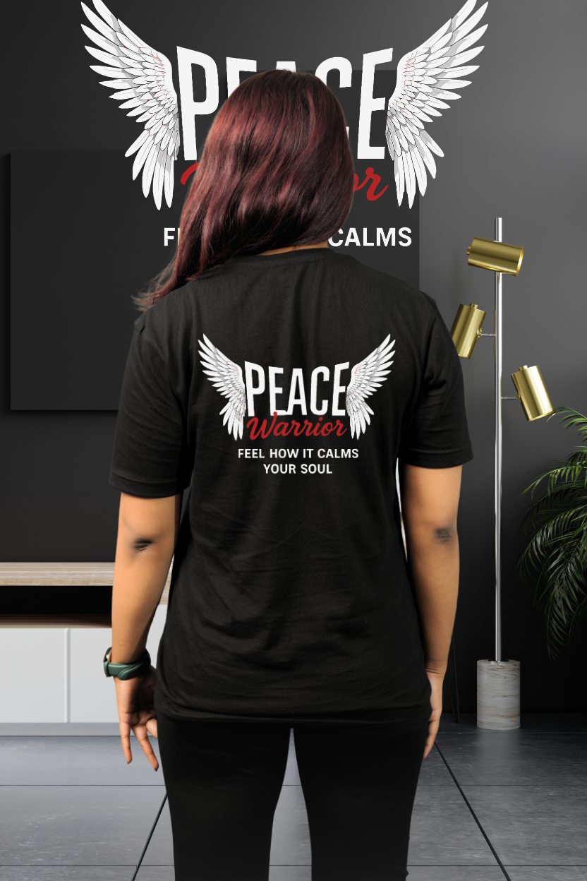 Peace Warrior Regular T-Shirt Back — All Black | Eclipse Theory