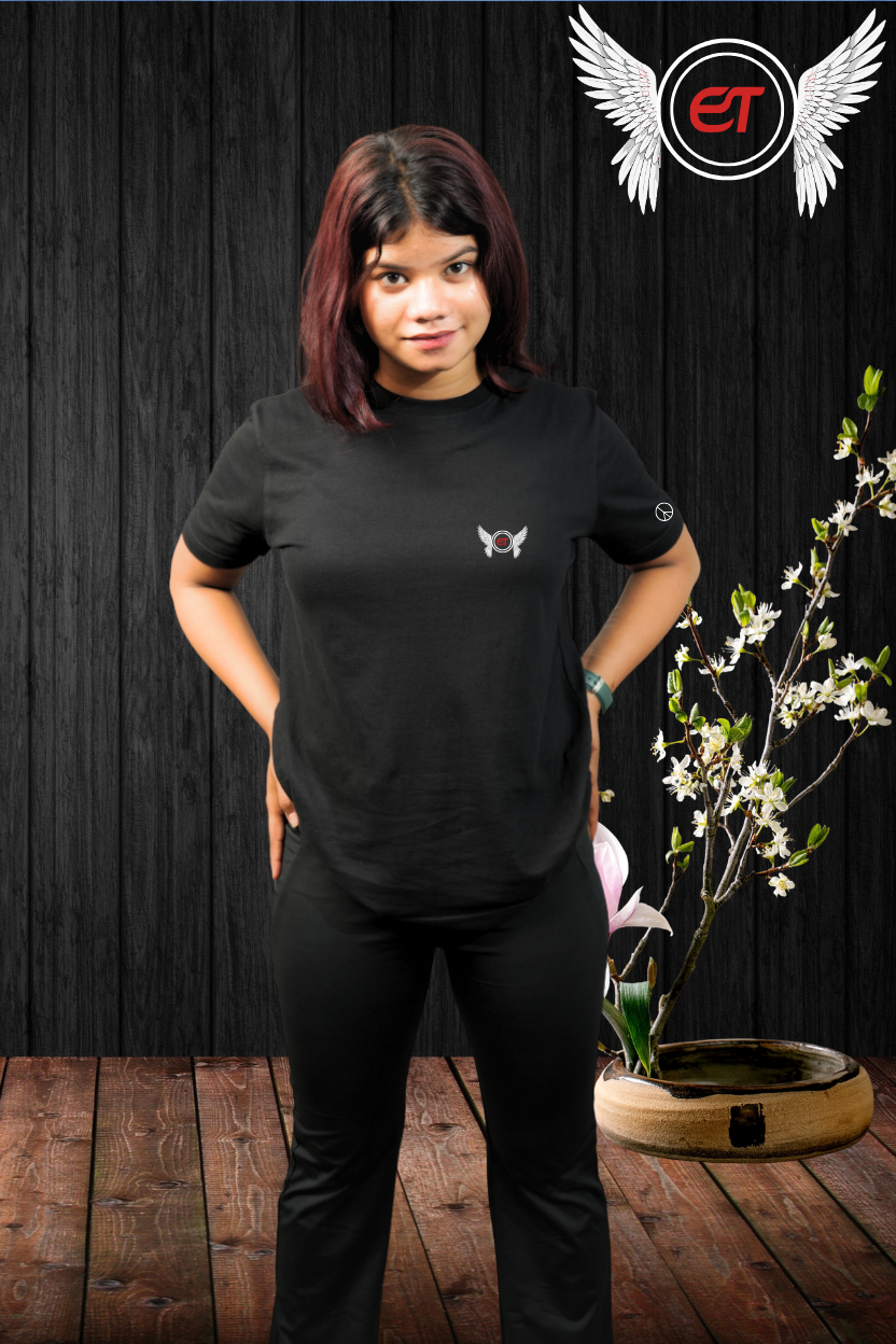Peace Warrior Regular T-Shirt Front — All Black | Eclipse Theory