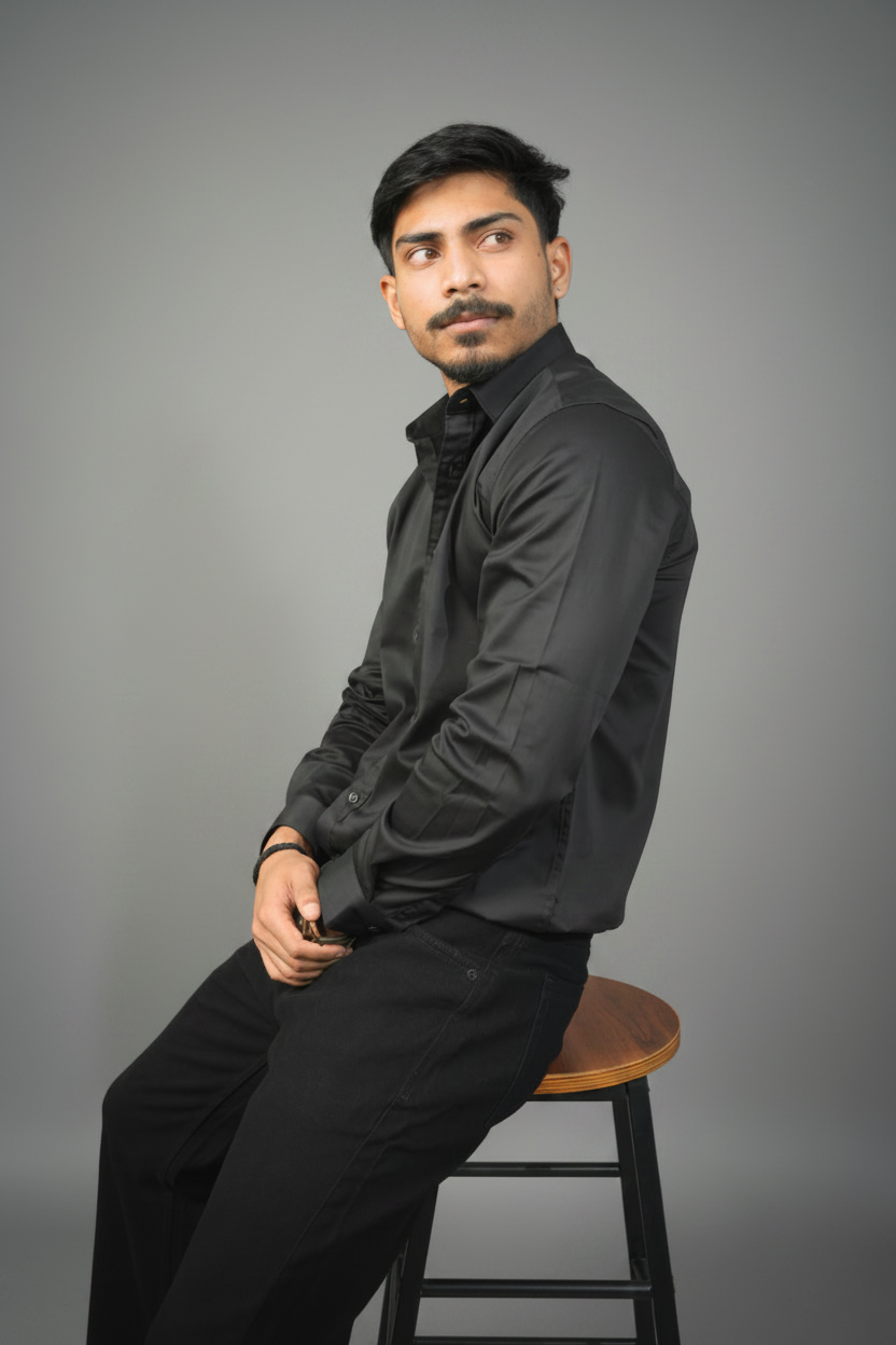 Poly Satin Shirt All Black - Eclipse Theory