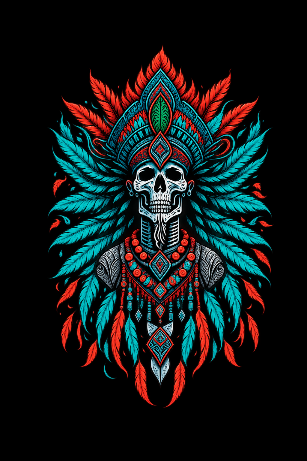 Tribal Skull - Regular Print T-Shirt