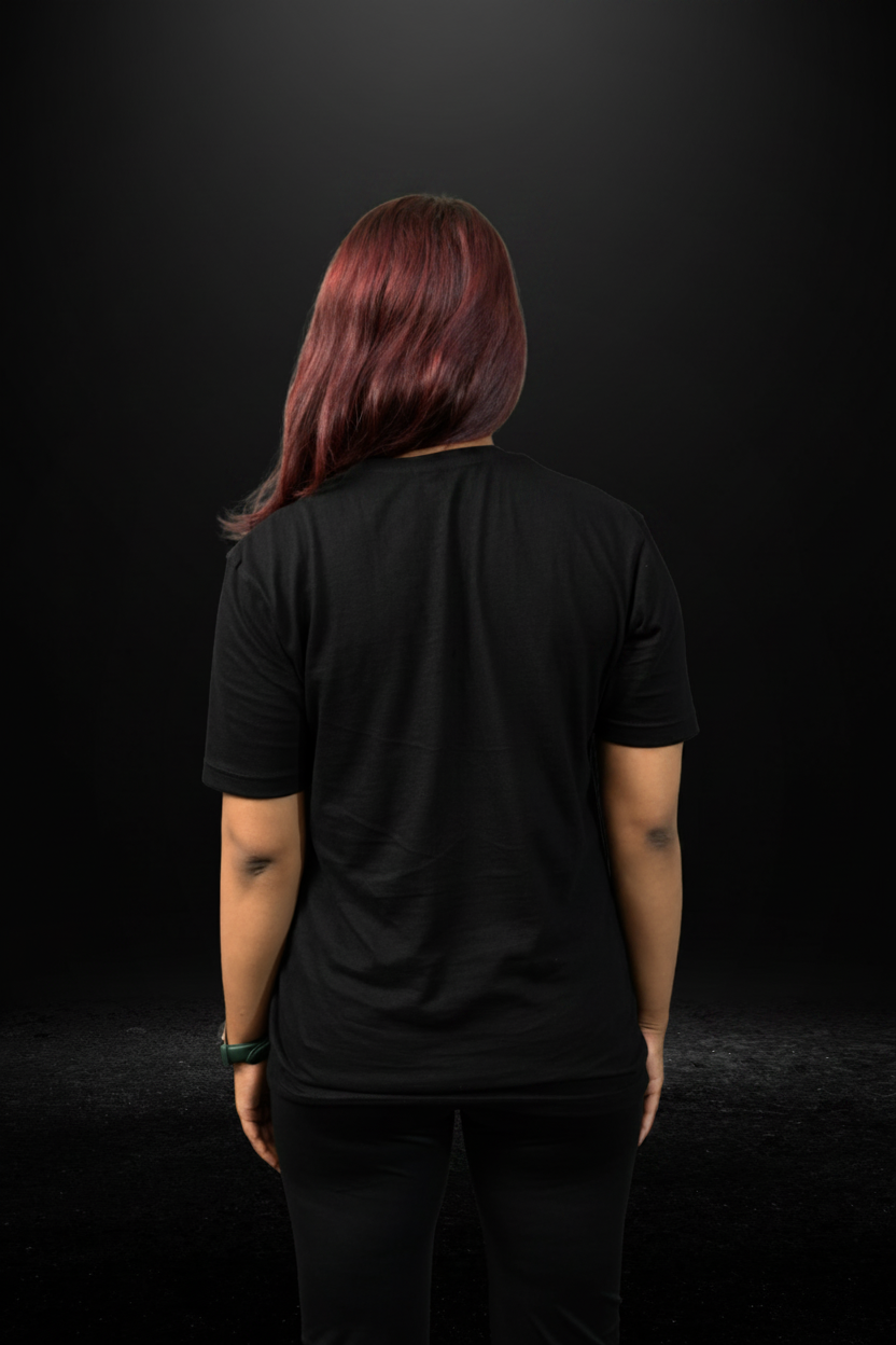 Women's Regular Plain T-Shirt All Black Front - Eclipse Theory