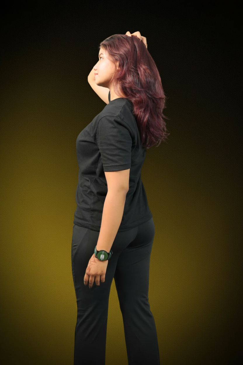 Women's Regular Plain T-Shirt All Black Side - Eclipse Theory