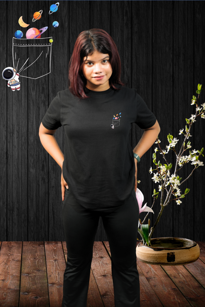 Space Pocket Regular T-Shirt — All Black | Eclipse Theory