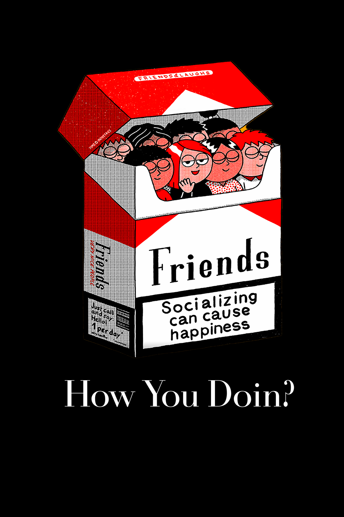 Friends Socializing - Regular Print T-Shirt