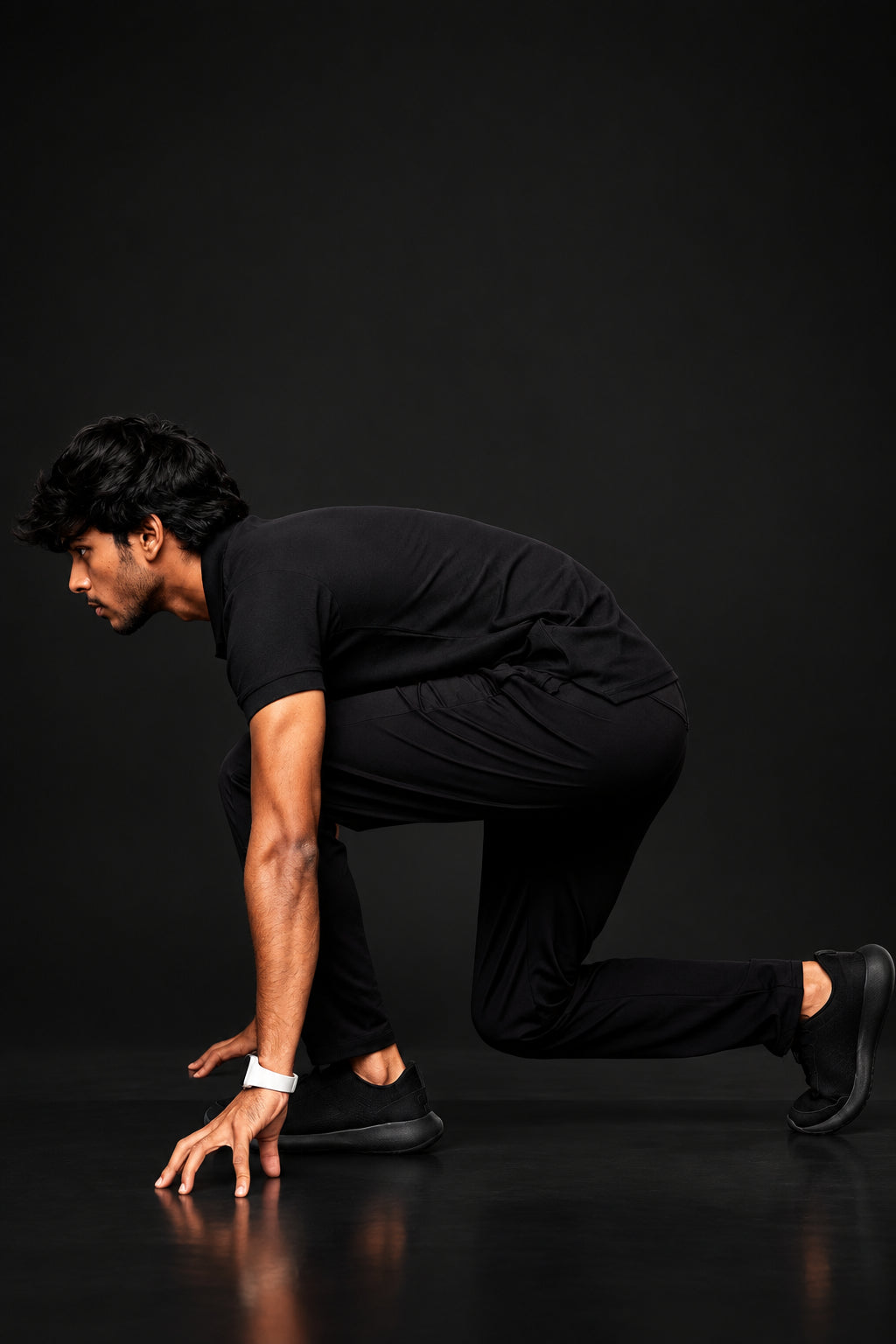 Velocity Black Track Pant front view